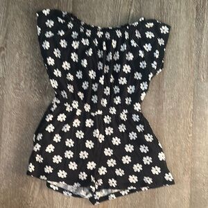 Old Navy Black and White Floral One Piece Romper